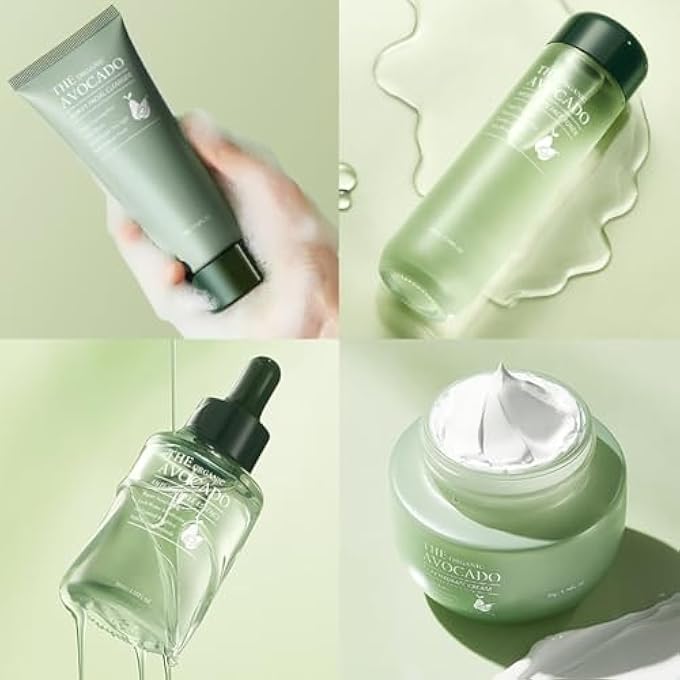 STRBOXONG AVOCADO SKINCARE KIT, 7-IN-1SKINCARE GIFT SET, SKIN CARE SET WITH FACIAL CLEANSER, TONER, MOISTURIZING LOTION, EYE CREAM, FACE SERUM, FACIAL CREAM, LIP BALM FOR WOMEN TEEN DAILY SKIN CARE (7 COUNT) - Image 2